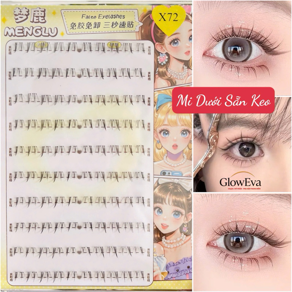 Mi Cụm X72 SẴN KEO Mi Dưới Sợi Cụm Trang Điểm Cô Dâu, Khách Tiệc [ X72 Mi CỤM Dưới Sẵn Keo ]