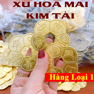 [ĐÃ XI.N LỘC] Đồng Xu Hoa Mai Đồng Mạ Vàng Bỏ Bóp Ví Phong Thuỷ Tài Lộc May Mắn