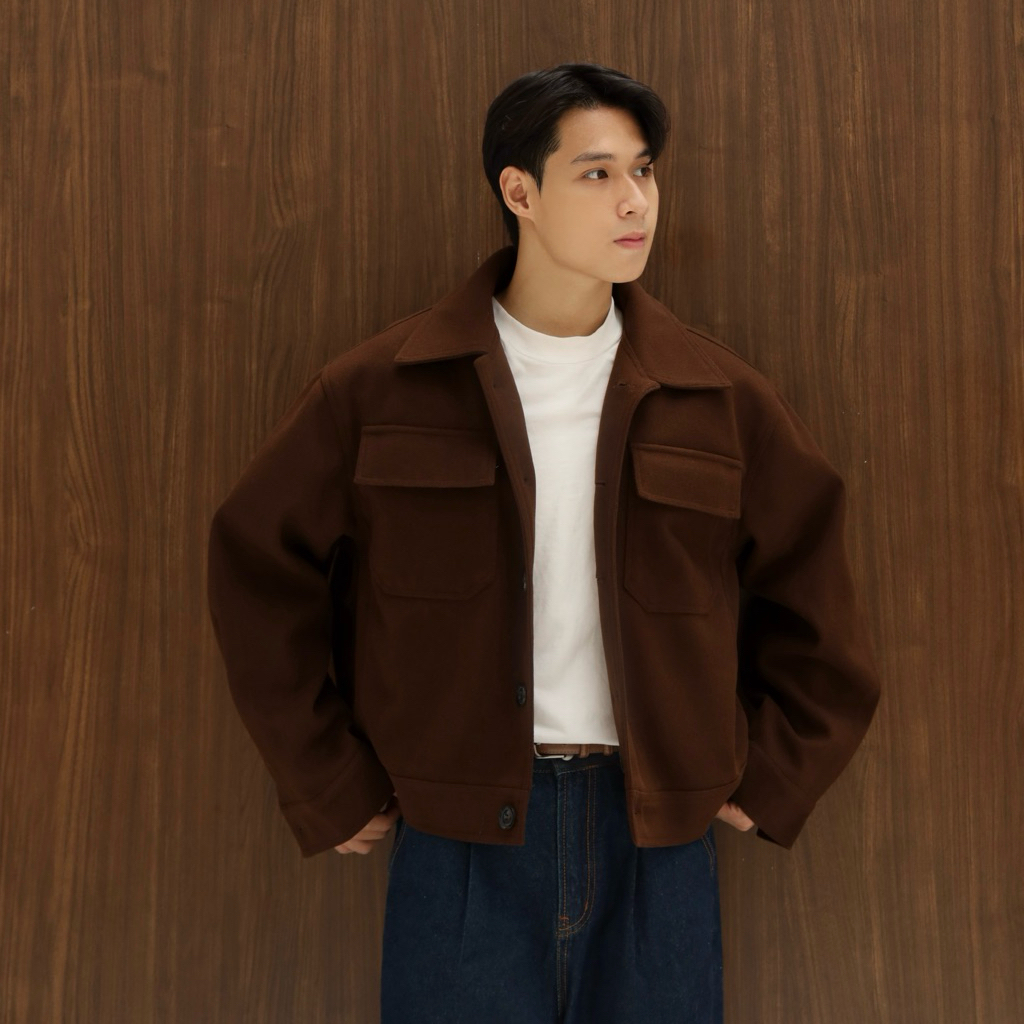 Áo Khoác Dạ Túi Hộp DaeOne Form Crop Nhẹ - Wool Pocket Blouson Jacket DaeOne
