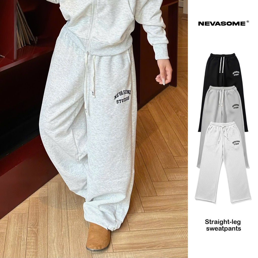 Quần Nỉ 2 Da Local Brand NEVASOME Ống Rộng Nam Nữ Menswear Womenswear
