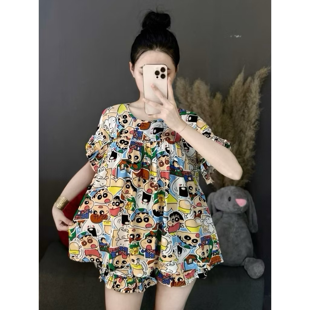 sét  bộ đồ  ngủ  mặt  nhà  tole mặt  siêu  mát Hp-fashion