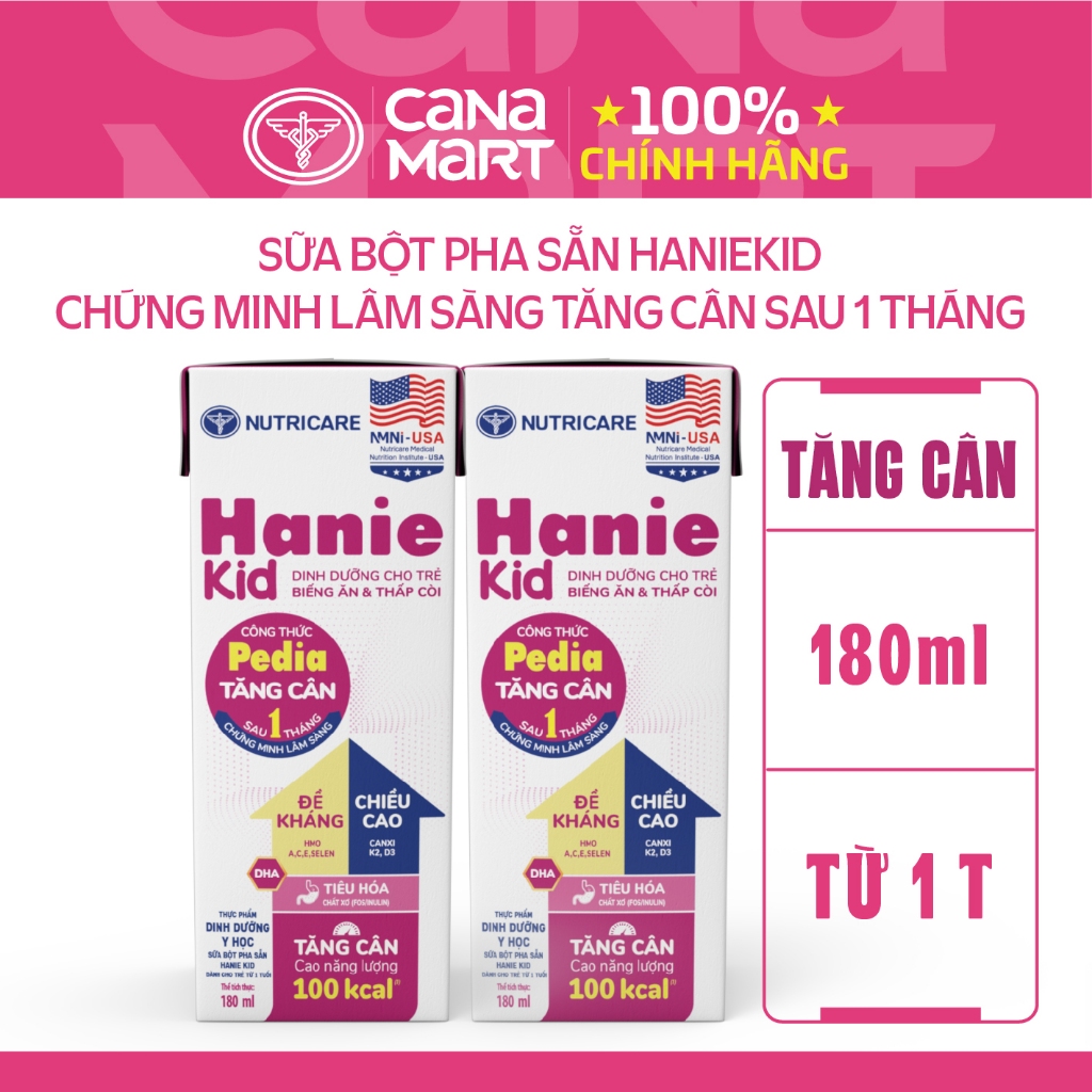 Sữa bột pha sẵn Hanie Kid Nutricare cho trẻ biếng ăn suy dinh dưỡng