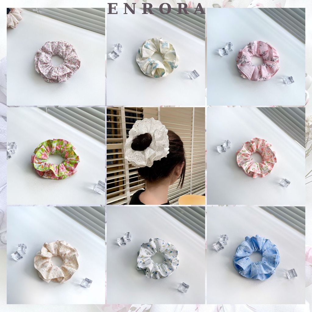 Scrunchies ENRORA Cột Tóc Vải 2 Tầng  [Handmade]