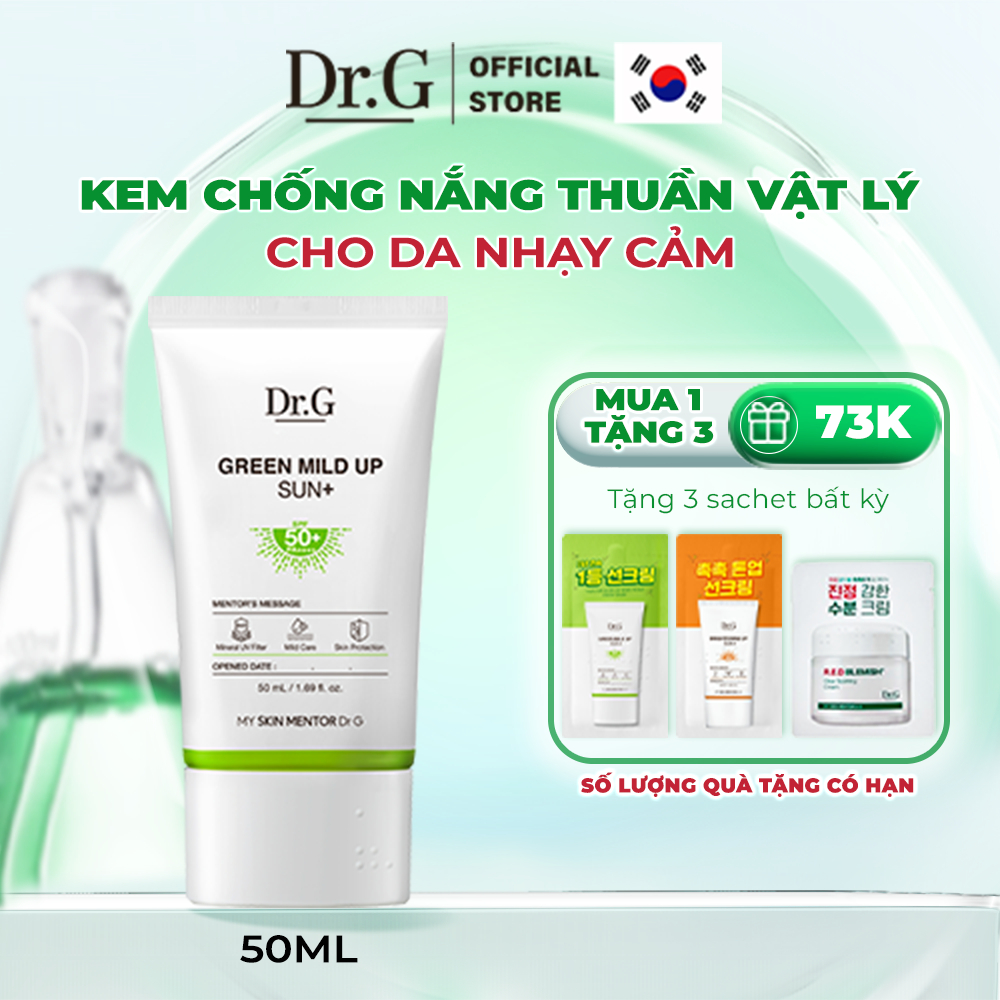 Kem Chống Nắng Thuần Vật Lý Cho Da Nhạy Cảm Dr.G Green Mild Up Sun+ SPF50+PA++++ 50ml | BigBuy360 - bigbuy360.vn