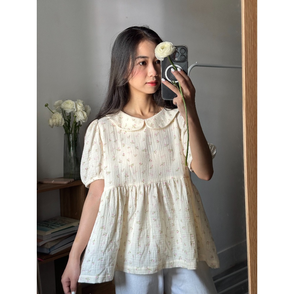 De Sleepwear - Coquette Top áo babydoll hoạ tiết hoa nhí đáng