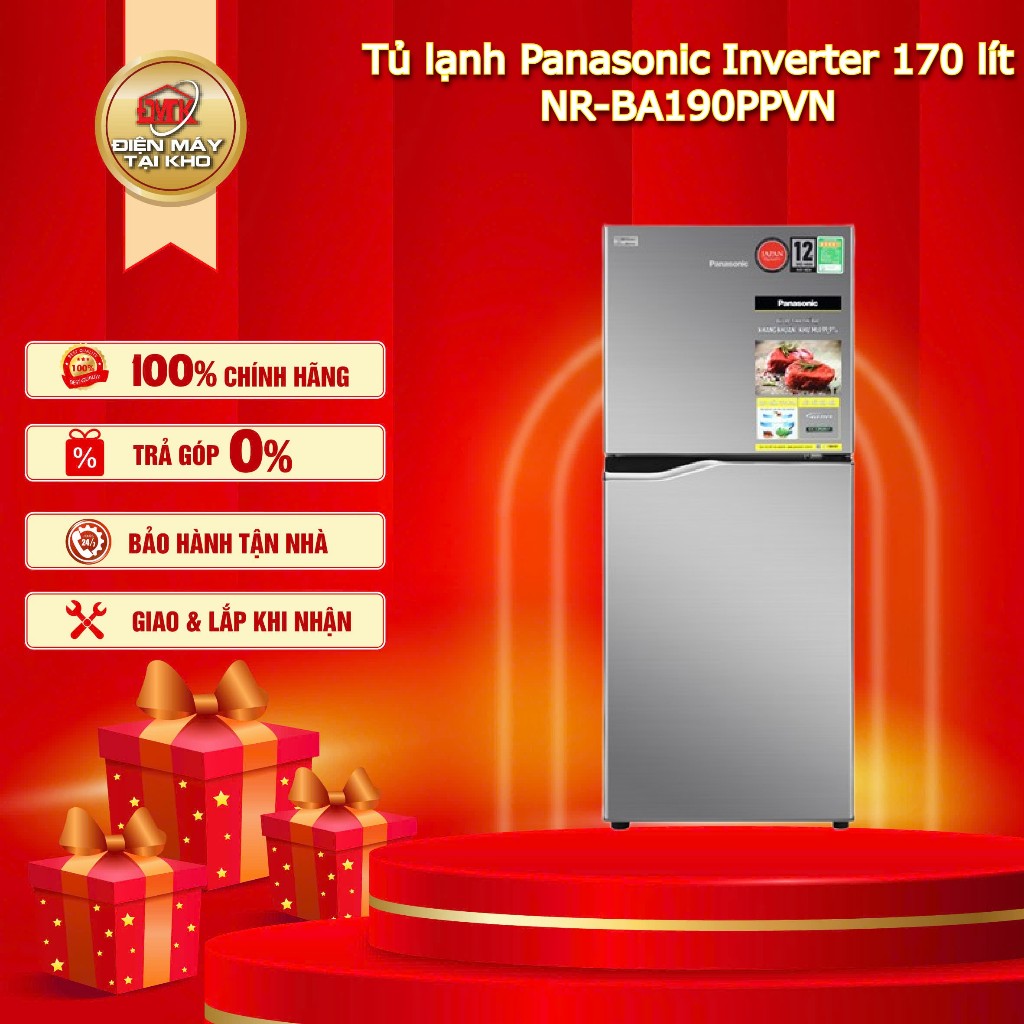 Tủ Lạnh Panasonic Inverter 170 L – NR BA190PPVN – 2 Cánh Ngăn Đá Trên – Tiết Kiệm Điện – Bảo Hành Ch