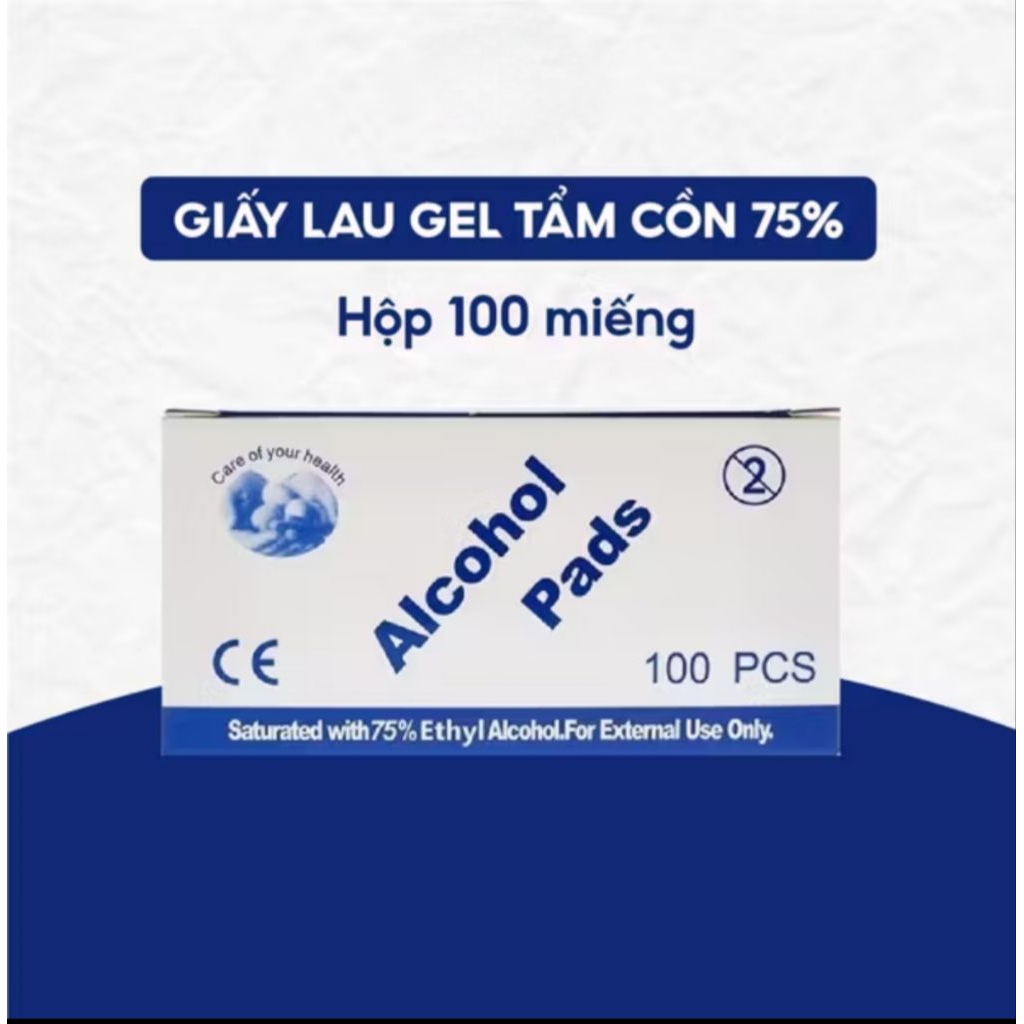 giấy tam con lao gel alcohol pads. hoặc dùng để tiệt trùng 75% Độ