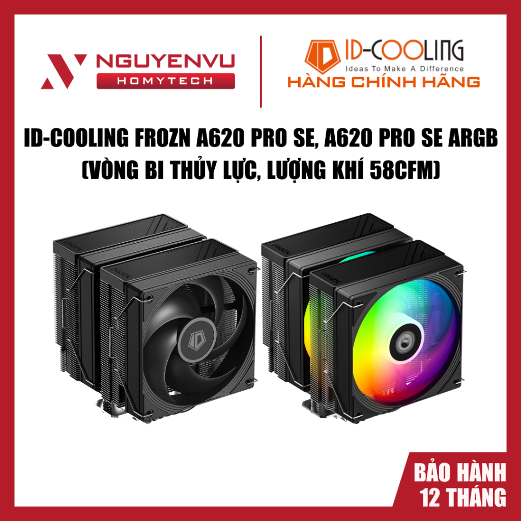 [FULL VAT] Tản nhiệt khí ID-COOLING FROZN A620 PRO SE, A620 PRO SE ARGB, Vòng bi thủy lực - Hàng chí