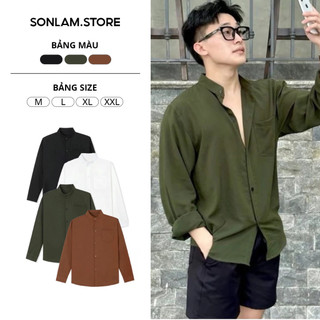  Áo Sơ Mi Nam Cổ Tàu Form Rộng Vải Đũi Dài Tay - Kiểu Dáng Basic Hàn Quốc Mặc Đi Làm Dạo Phố 