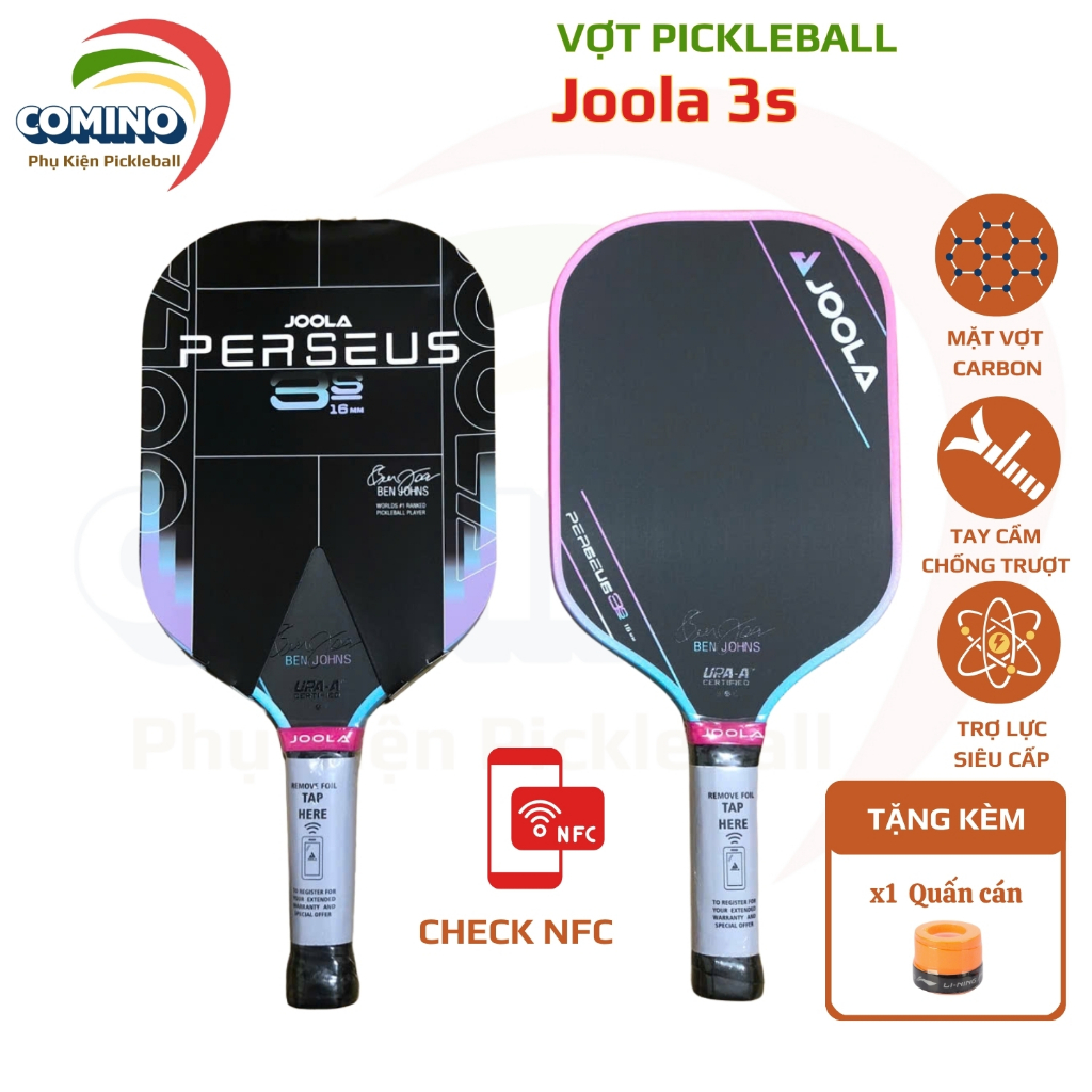 Vợt pickleball Joola 3s chroma & Joola 3S Perseus mặt vợt nhám carbon, check NFC, hàng siêu cấp