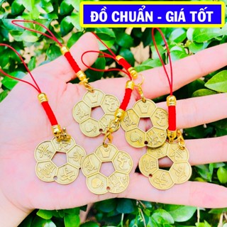 (LOẠI ĐẸP] Móc treo Xu Hoa Mai Kim Tiền 5 Cánh 3 cm, treo cửa xinh xắn, để két sắt phong thủy