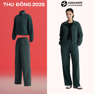   MỚI 2026  Set đồ bộ thu đông Nữ Áo khoác gió & Quần gió dáng dài trượt nước - Coolmate Active For Women 