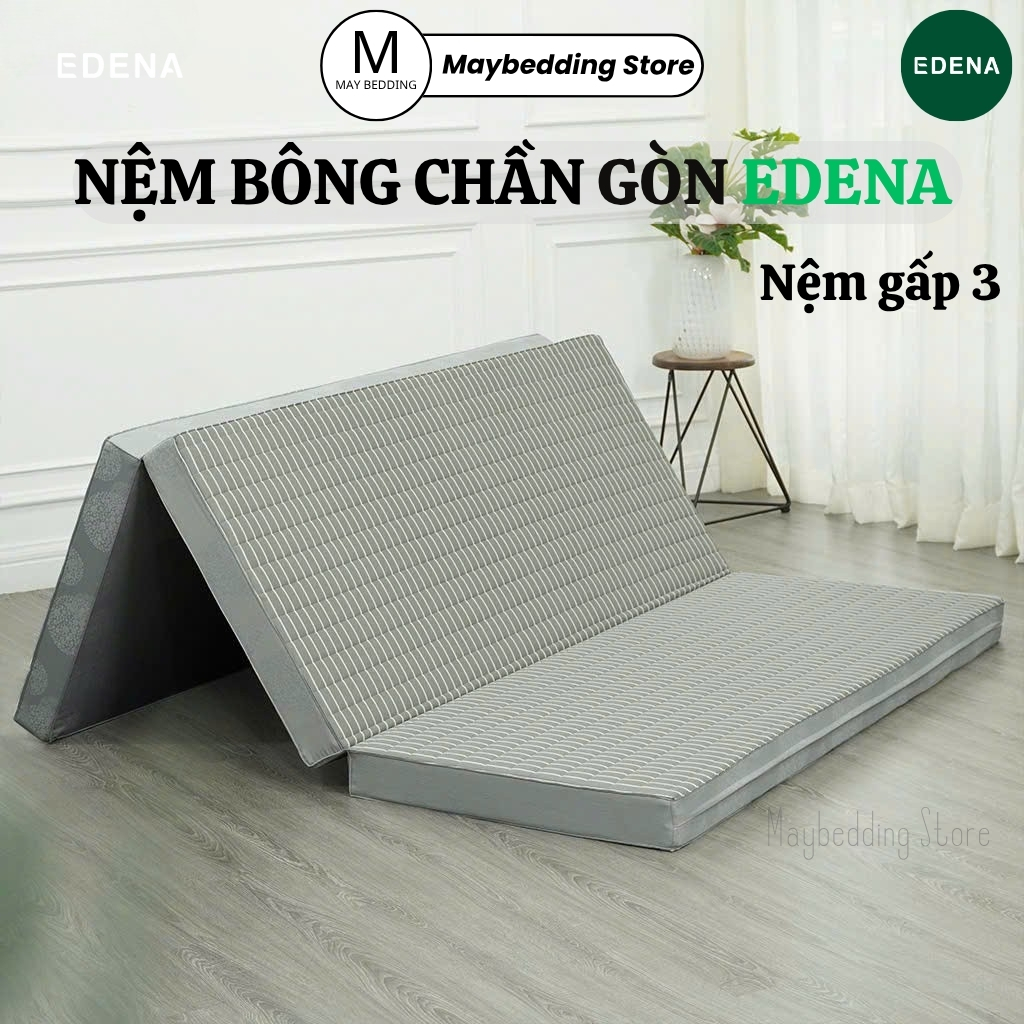 Nệm Chần Gòn EDENA, Nệm Bông Ép Gấp 3,  Màu Sắc Ngẫu Nhiên - Cao Cấp, Chính Hãng