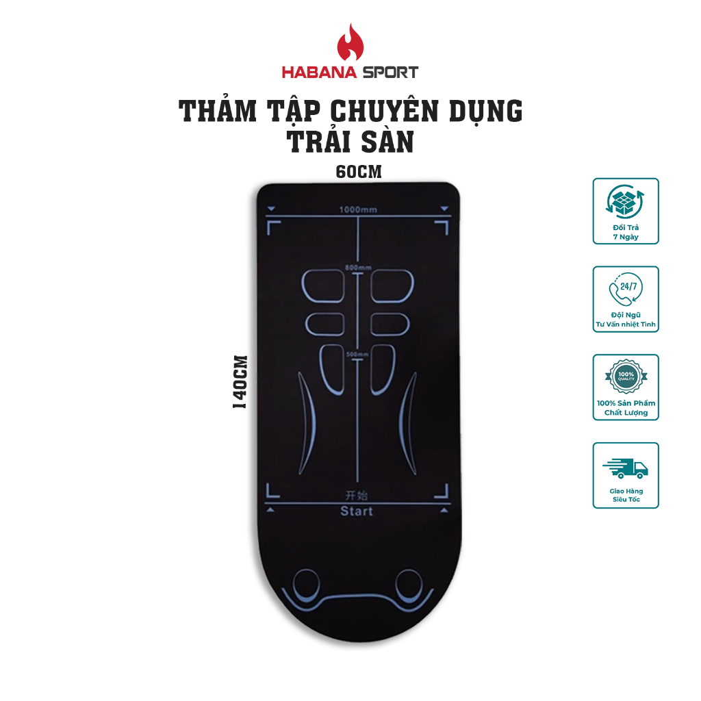 Thảm Chuyên Dụng Hỗ Trợ Tập Con Lăn Tập Bụng - Gym, Yoga, Cadio - Habana Sport