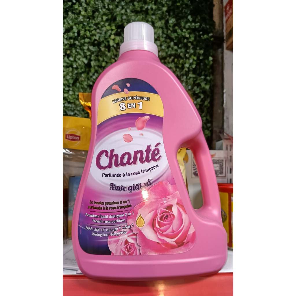 Nước giặt xả 8 trong 1 Chanté hương hoa hồng - Chai 3,1 Kg