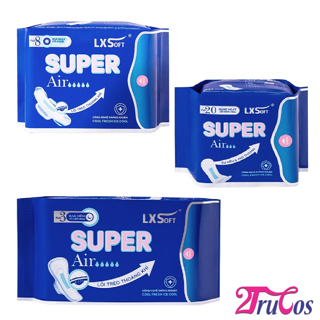 Băng Vệ Sinh LXSoft Super Air Sanitary Napkins mặt bông cotton lõi thoáng khí hạt siêu thấm| 2Trucos