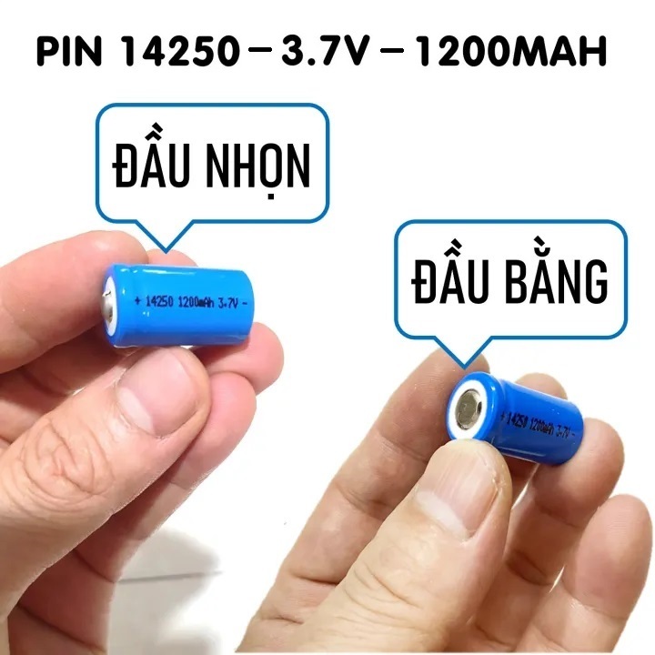 Pin Sạc 14250 ( Sạc nhiều lần ) 1200mAh - 3.7V - Đầu Nhọn và Đầu Bằng Dùng Cho Đèn Laze, Đèn Pin, Th