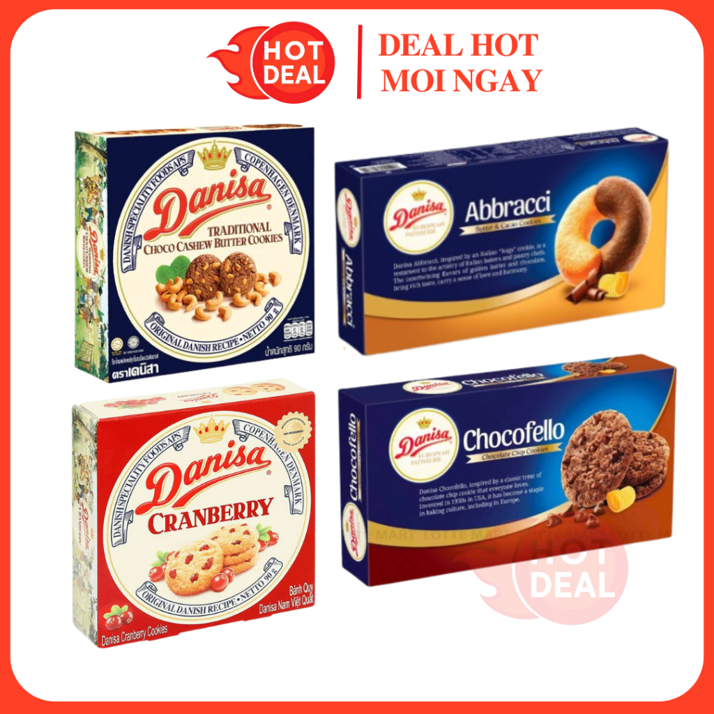 [Đủ Vị] Bánh Quy Bơ Danisa Socola Chip/Chocofello/Nam Việt Quất/Hạt Điều