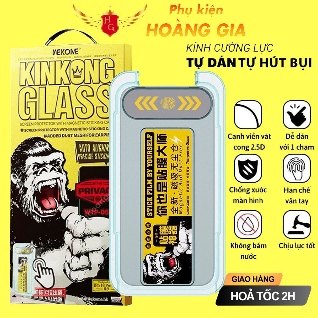Cường Lực KinKong iPhone tự dán tự hút bụi Chống Nhìn Trộm iP 15 pro max 18 Pro max 16e 17 pro max 14Promax 13 12 11