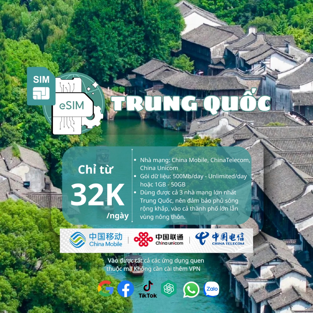 SIM / eSIM Du lịch Trung Quốc