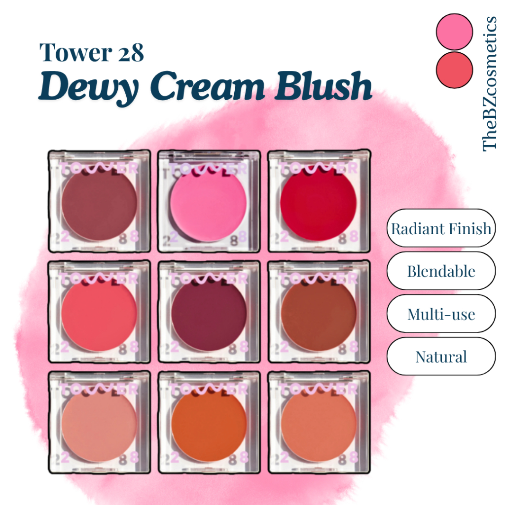 Má hồng và son dạng kem Tower 28 Beach Please Lip + Cheek Cream Blush - BILL US