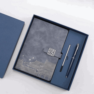   KHẮC THEO YÊU CẦU  Set hộp quà tặng Sổ Da Cao Cấp Kèm Bút Ký Và Ngòi Bút khổ A5 - 200 trang 