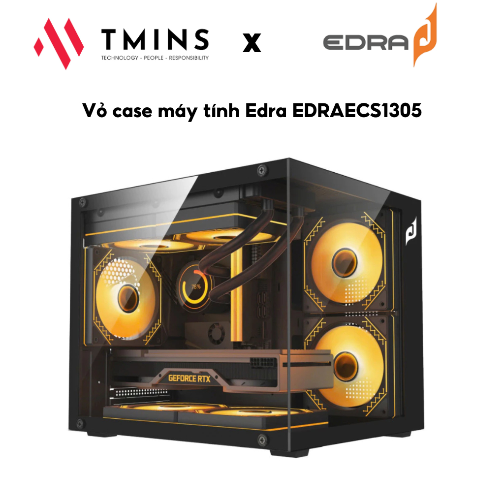 Vỏ case máy tính Edra EDRA ECS1305 (BLACK/WHITE) - Hàng chính hãng.