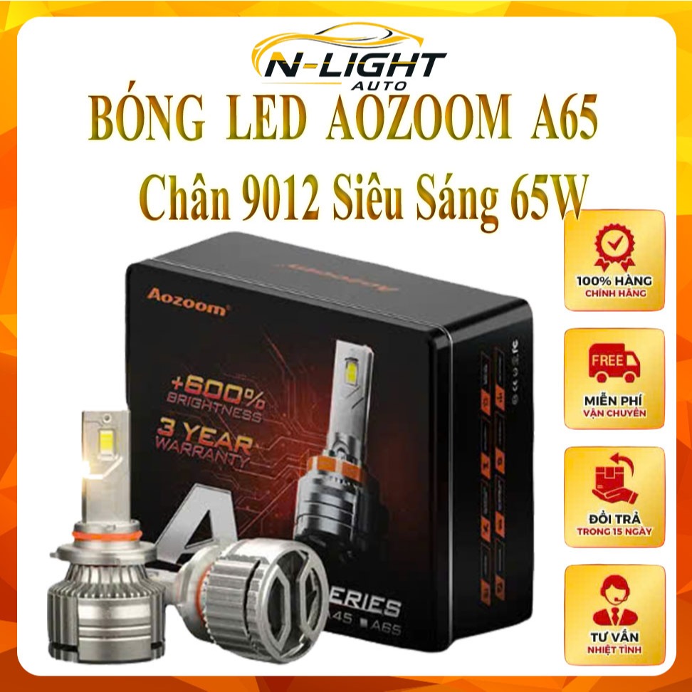 Bóng LED Aozoom A65 - Chân 9012- 65W -Sáng Vượt Bậc - Tản Nhiệt Tối Ưu- Dễ Dàng Lắp Đặt