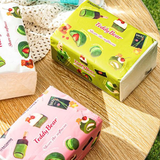 Giấy Ăn Lụa Cao Cấp 4 Lớp Bồng Bềnh Vân 8D TEDDY BEAR ESSENTIAL SOFTNESS Dai Mềm Mịn 3 Màu