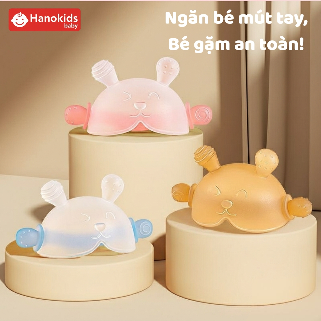 Gặm Nướu Hình Mèo Cho Bé Hanokids – Silicone Cao Cấp Siêu Mềm, Giảm Ngứa Nướu, An Toàn Cho Bé Sơ Sinh