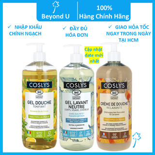  Sữa tắm hữu cơ Coslys 1L - sữa tắm Organic cỏ roi ngựa chanh cho da nhạy cảm hạt dẻ caramel 