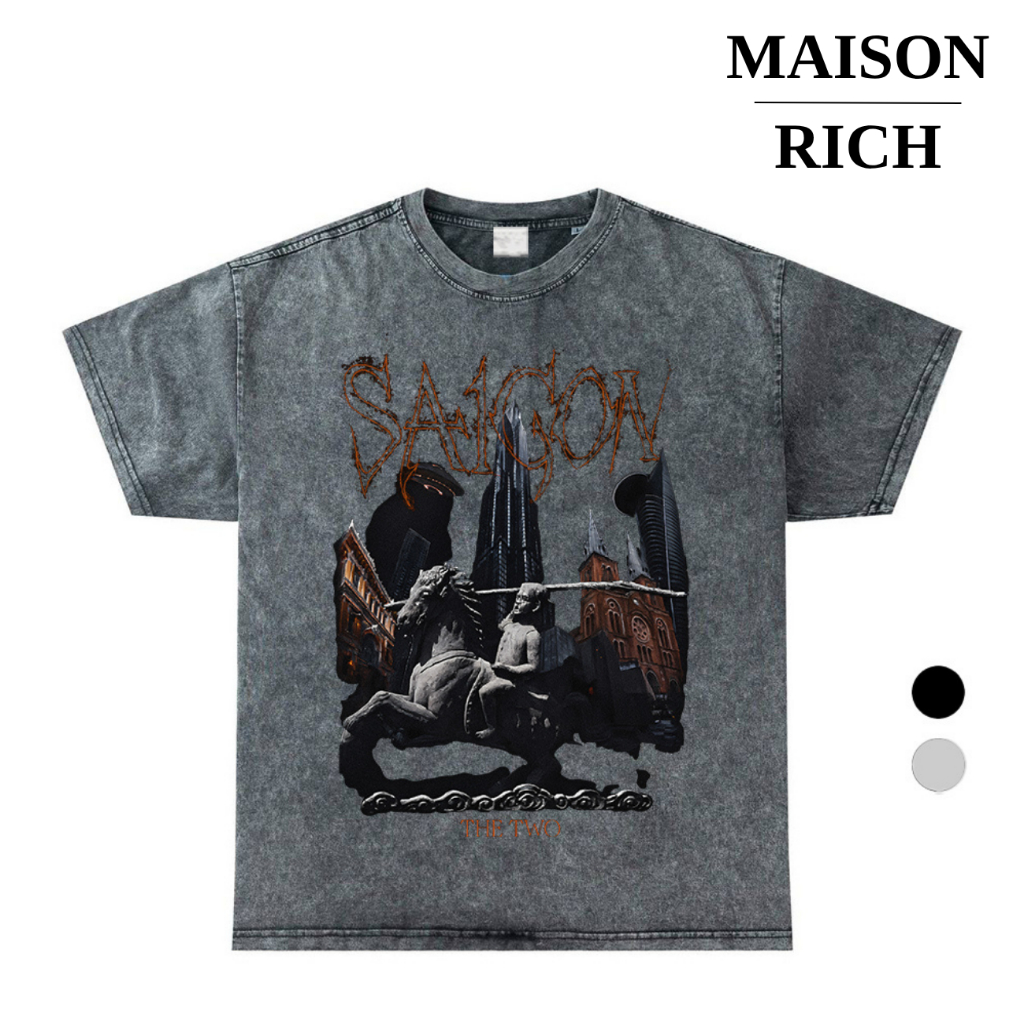 Áo Thun Wash Richky Premium Tee Nhà Thờ Đức Bà Bitexco Landmark 81 Saigon The Two