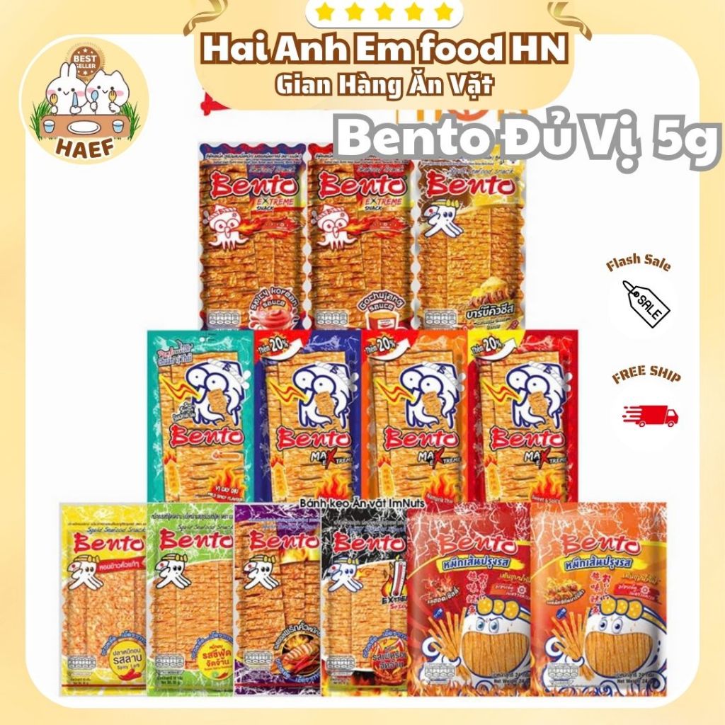 Mực Bento Đủ Vị, Mực Bento Thái Lan 5G, Mực Bento Siêu Cay Đủ Vị, Hai Anh Em Food HN