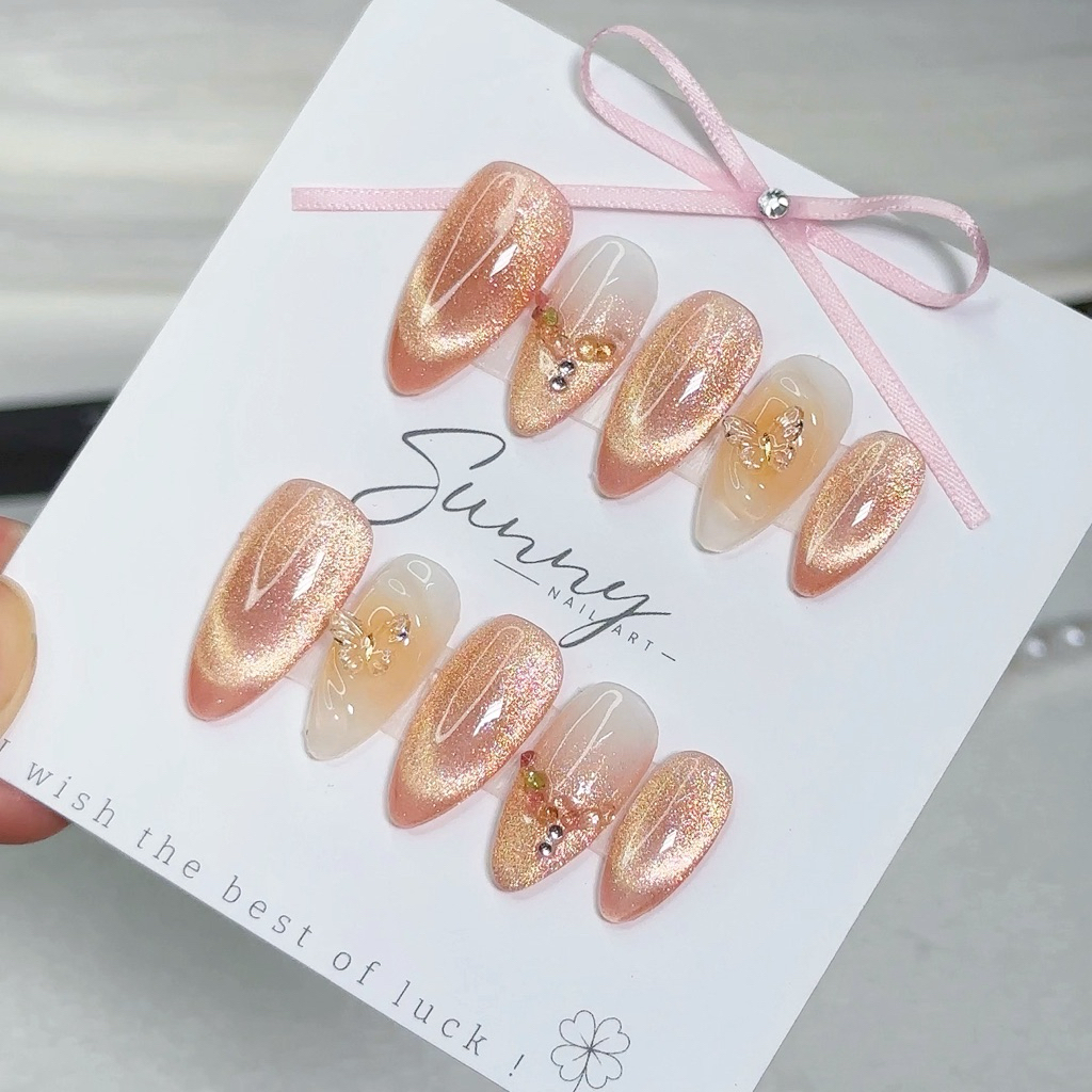 [N75] Nail box thiết kế thạch cam mắt mèo đá nhỏ