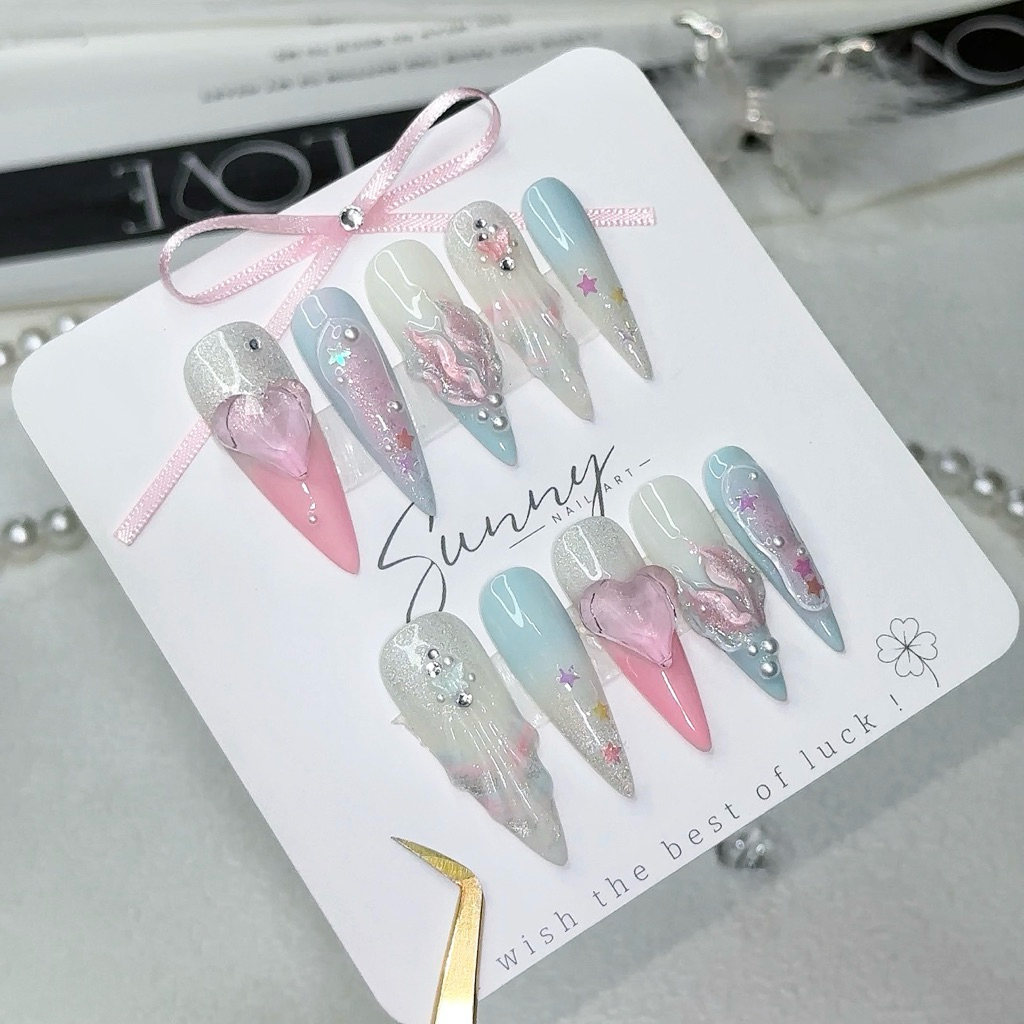 [N63] Nail box thiết kế hồng xanh nữ tính