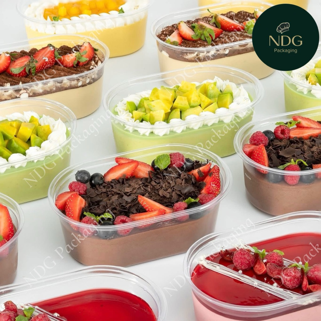 100 Hộp Nhựa Oval đựng bánh lạnh XY150G - Hộp Oval đựng bánh tiramisu