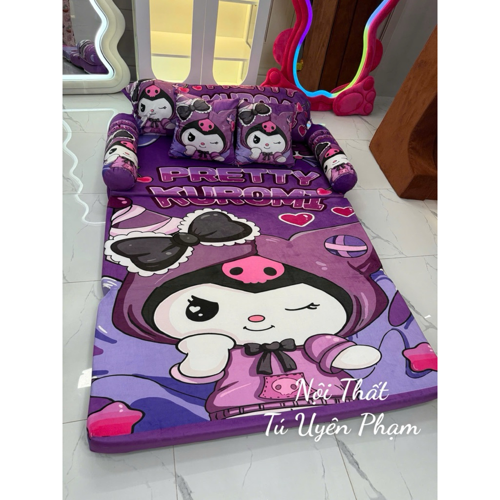 Sofa Nệm Gấp Hình Kurumi tím - mở ra thành nệm nằm siêu êm ái HÀNG LOẠI 1