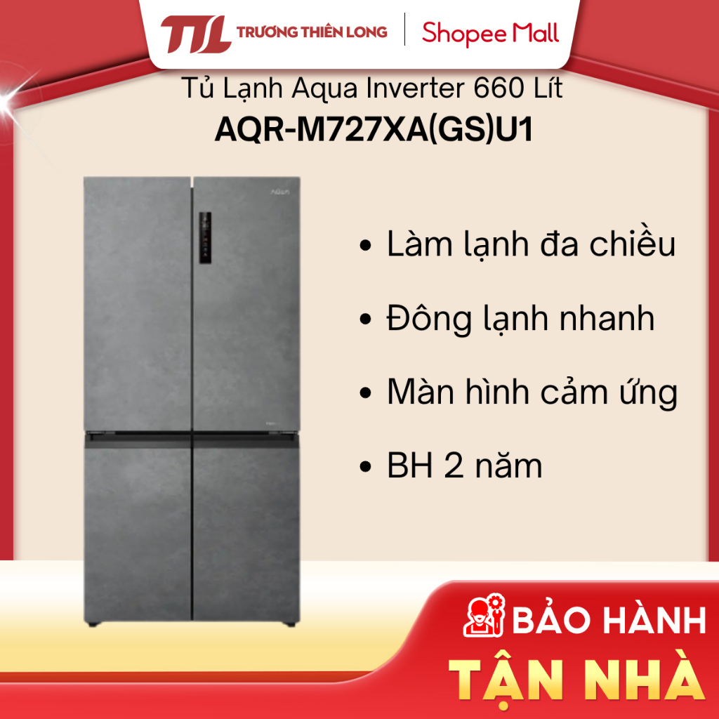 Tủ Lạnh Aqua Inverter 660 Lít Multi Door AQR-M727XA(GS)U1 - Xám Vân Đá, Kích Thước 1905x908x748mm