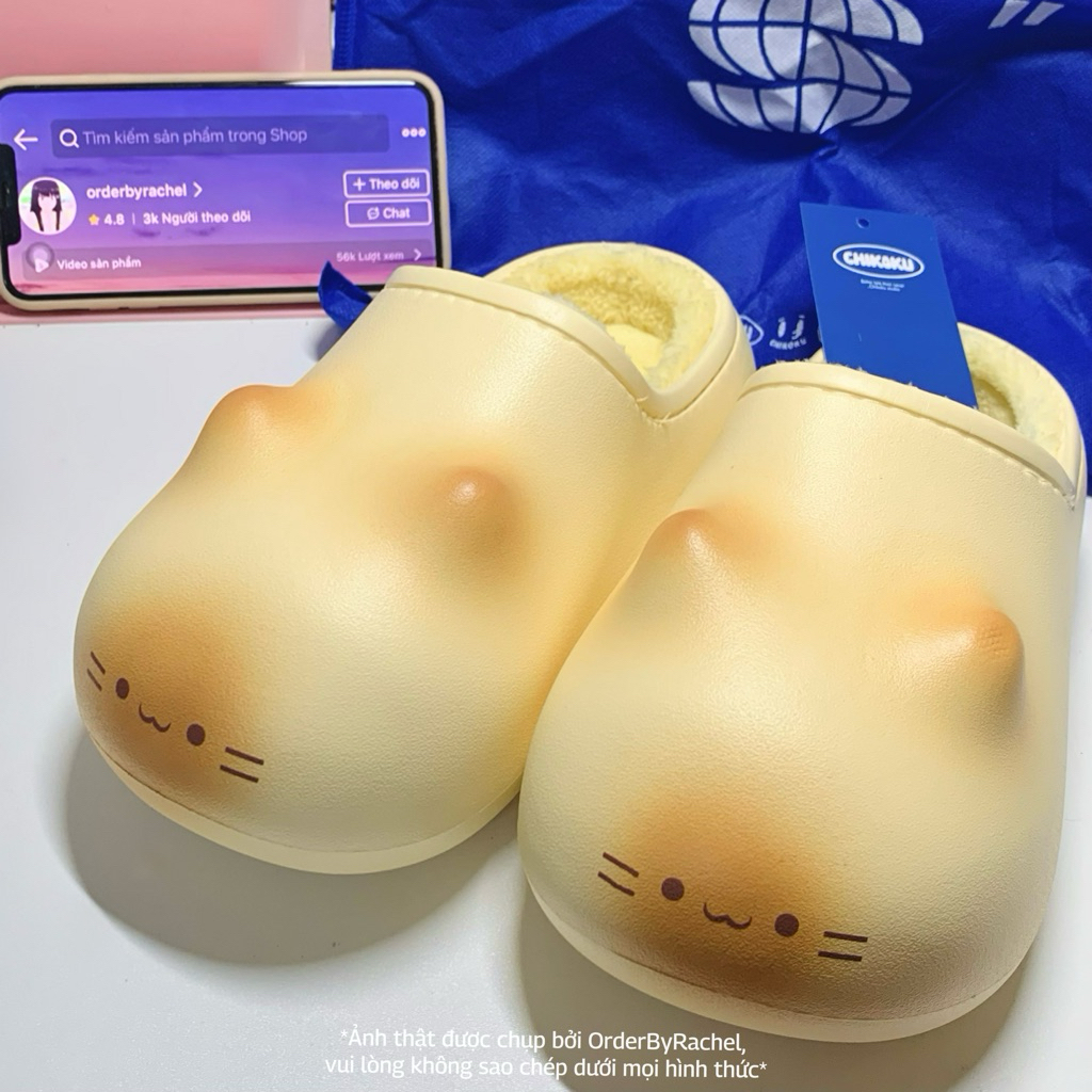 [AUTH/Sẵn HN] CHIKOKU Dép Mèo Lót Lông Êm Ái Thu Đông | Đọc kỹ mô tả💕
