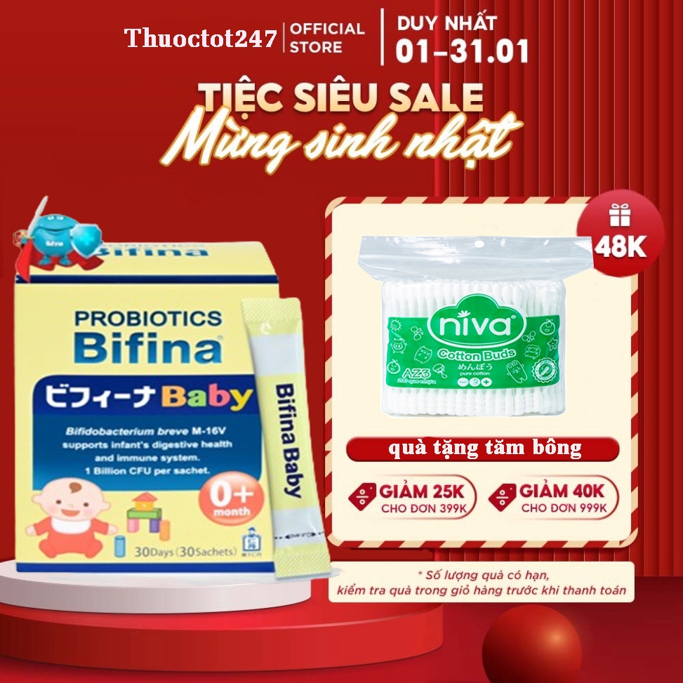 Hỗ trợ bé ăn ngon, tăng đề kháng - Men vi sinh Bifina Baby Nhật Bản - Hộp 30 gói