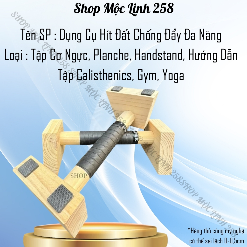 Dụng Cụ Chống Đẩy Hít Đất Parallettes Tập Cơ Ngực, Planche, Handstand, Hướng Dẫn Tập Calisthenics, Gym - Shop Mộc Linh