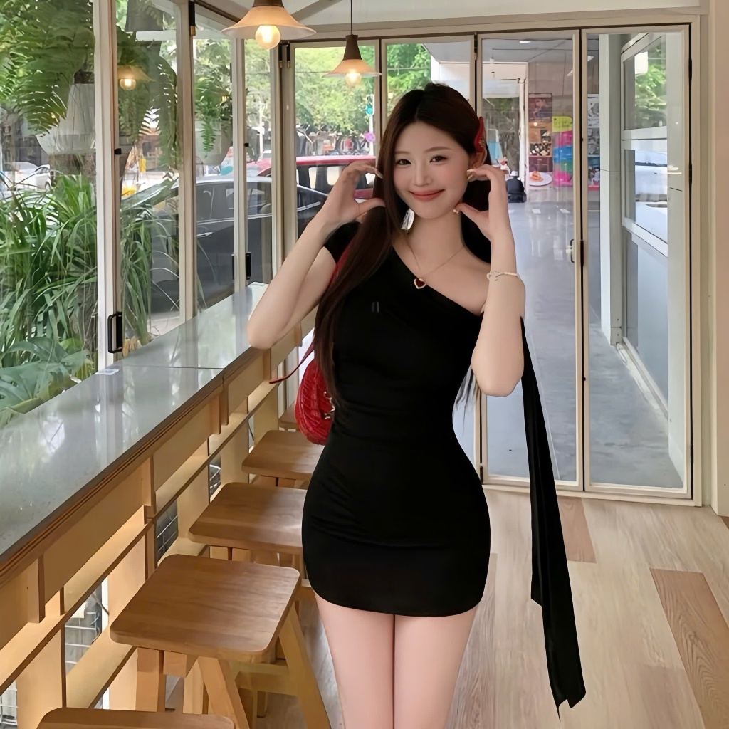 Đầm body nữ dáng ngắn thiết kế trễ vai thắt nơ bên hông tay đi tiệc sáng chảnh gợi cảm CATCHYSTORE | BigBuy360 - bigbuy360.vn