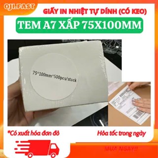   Combo 10 xấp  A7 500tờ 75x100mm,75x105mm 500 tờ giấy in tem nhiệt tự dính in đơn hàng shopee TMĐT in mã vận đơn tem A7. 