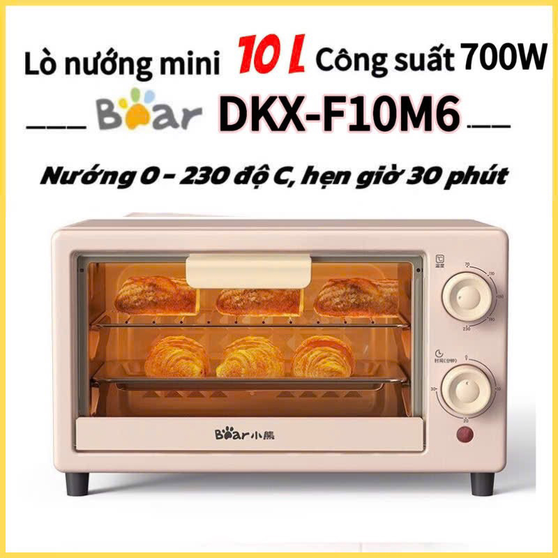 Lò nướng điện Bear DKX-F10M6 dung tích 10L công suất 700W hẹn giờ 30p 70-230 độ C BH 12 tháng