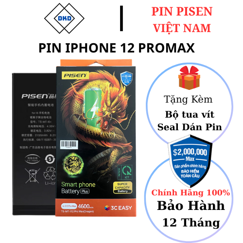 Pin Pisen Việt Nam - Dung Lượng Siêu Cao Và Chuẩn Cho iPhone 12 Promax (4600 mah)