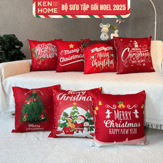  Gối noel trang trí giáng sinh gối tựa sofa họa tiết giáng sinh merry christmas trang trí phòng khách KENHOME 