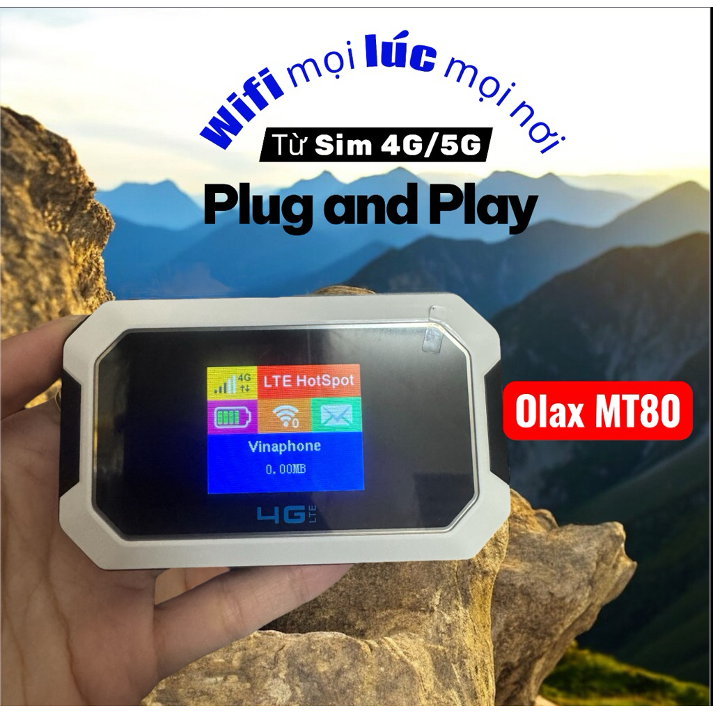 BỘ PHÁT WIFI TỪ SIM 4G/5G OLAX MT80 bỏ túi di động có màn hình, WIFI 6 , sạc type C , hỗ trợ ănten n