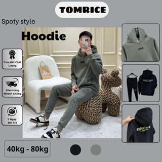  bộ đồ nỉ nam essent.ial nỉ bông tàu cao cấp,bộ đồ hoodie nam thể thao nỉ  không xù TomRice QC-10 