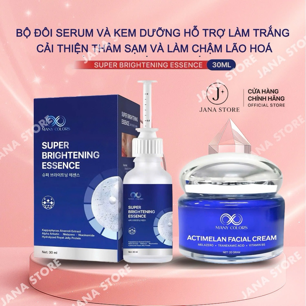Bộ đôi Serum và Kem dưỡng SUPER  BRIGHTENING ESSENCE hỗ trợ Dưỡng Da Trắng Sáng, Cải Thiện Da Thâm S