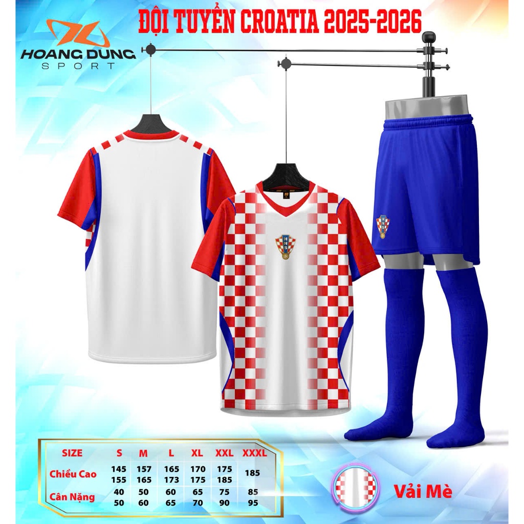 Croatia quần áo bóng đá in tên số theo yêu cầu, EURO 2026,in nhiệt không bong tróc, mực in sắc nét H